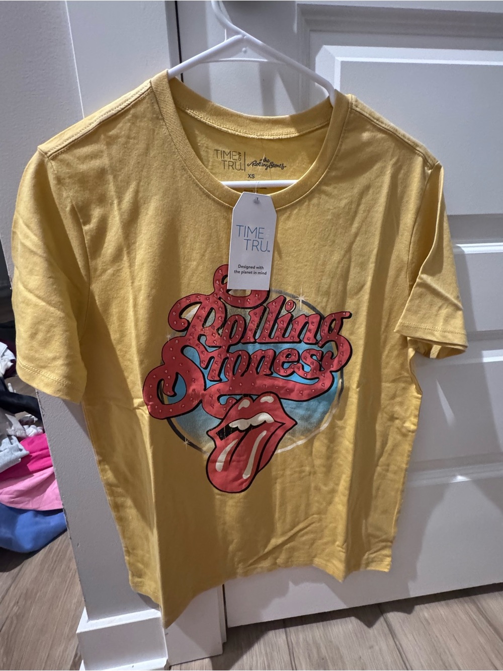 Time and Tru Women’s Yellow Rolling Stones Graphic Tee